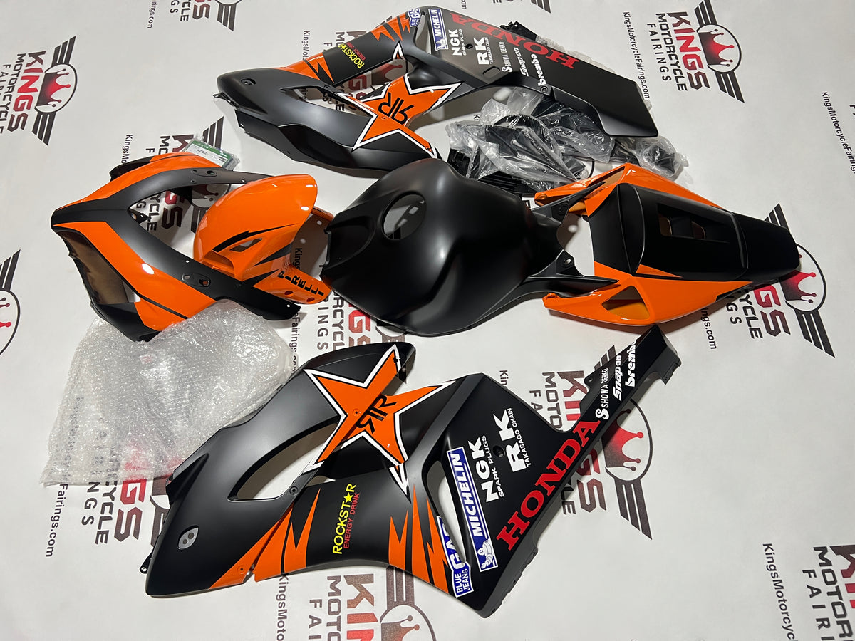 Fairings for Honda CBR1000RR (2004-2005) Matte Black, Orange Rockstar at KingsMotorcycleFairings.com