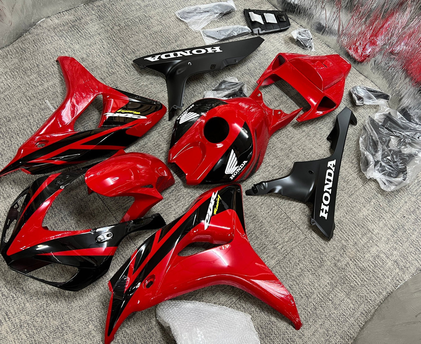Fairings for Honda CBR1000RR (2006-2007) Red, Black Stripes at KingsMotorcycleFairings.com