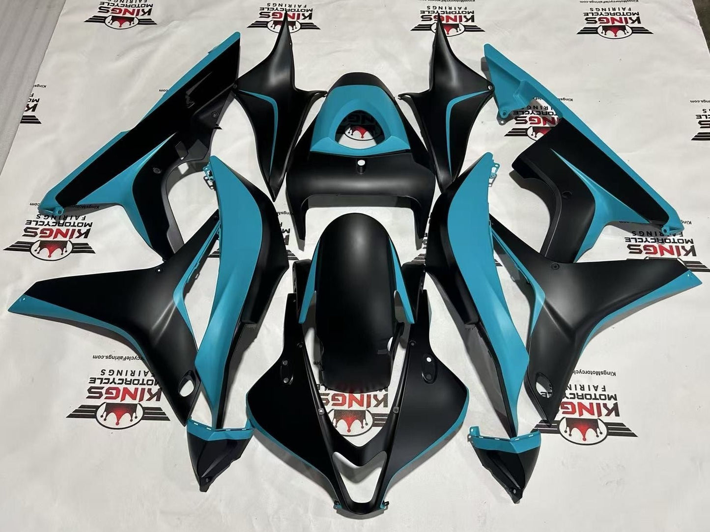Fairings for Honda CBR600RR (2007-2008) Matte Black, Blue Turquoise at KingsMotorcycleFairings.com