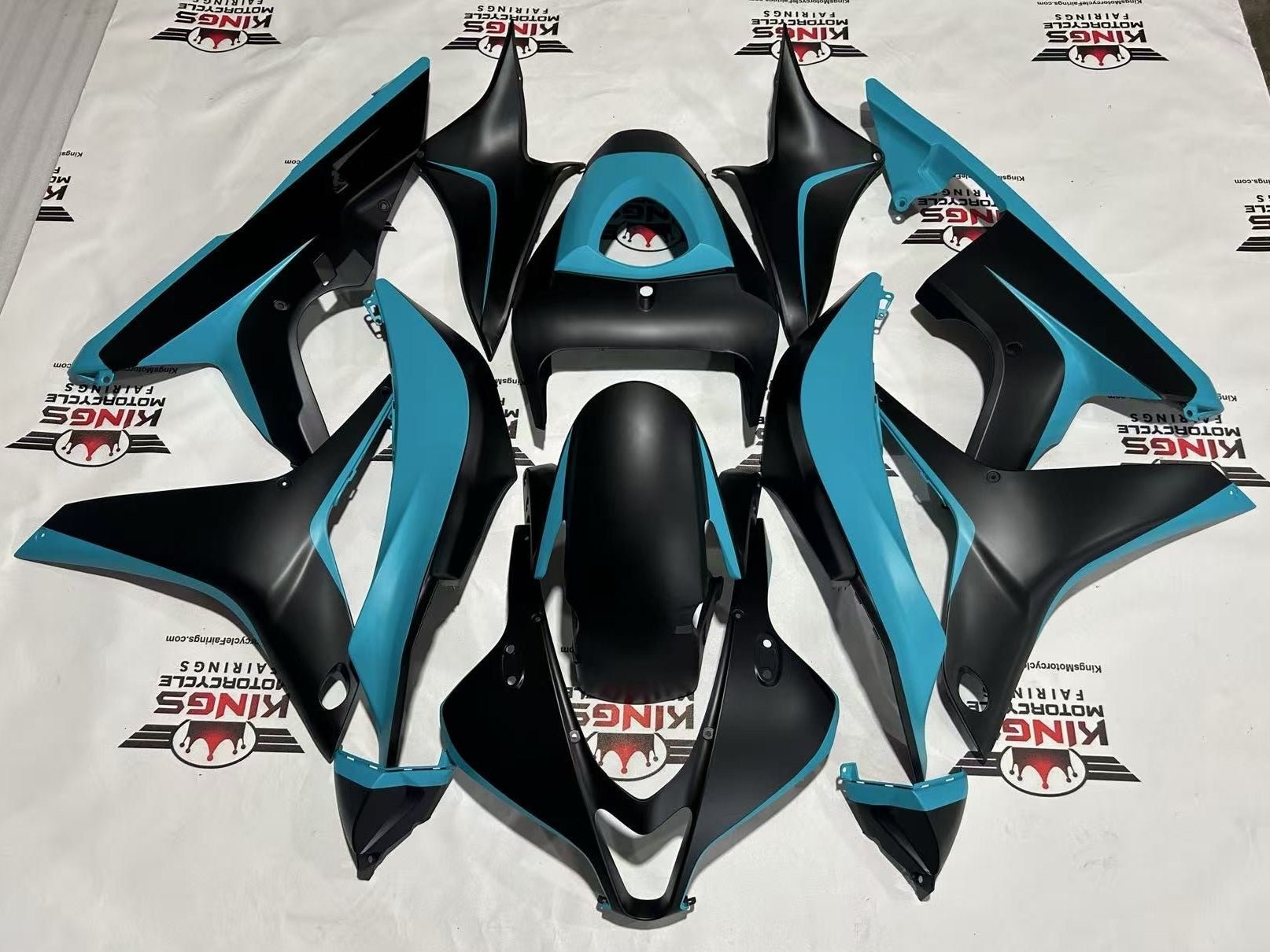 Fairings for Honda CBR600RR (2007-2008) Matte Black, Blue Turquoise at KingsMotorcycleFairings.com