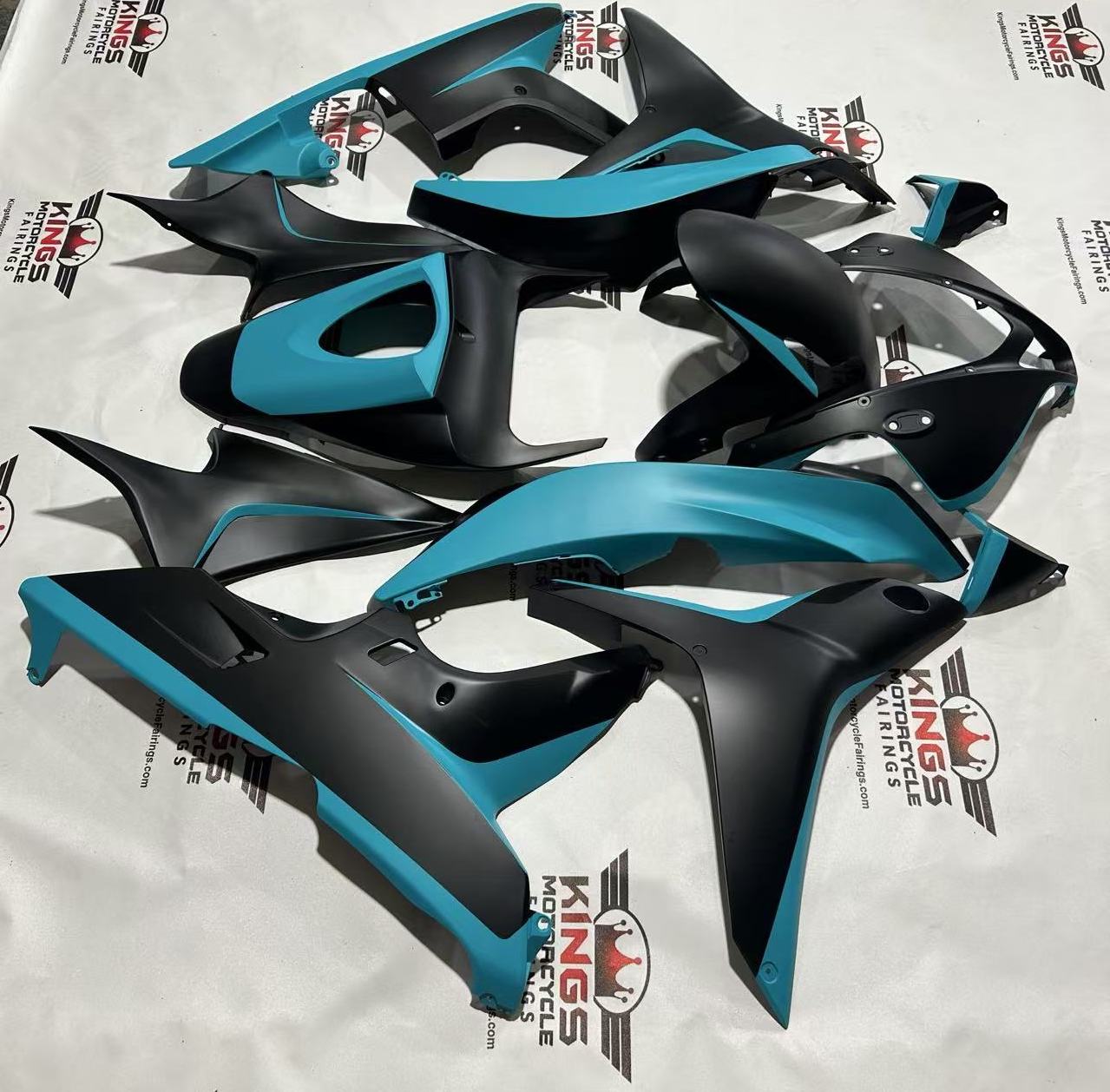 Fairings for Honda CBR600RR (2007-2008) Matte Black, Blue Turquoise from KingsMotorcycleFairings.com