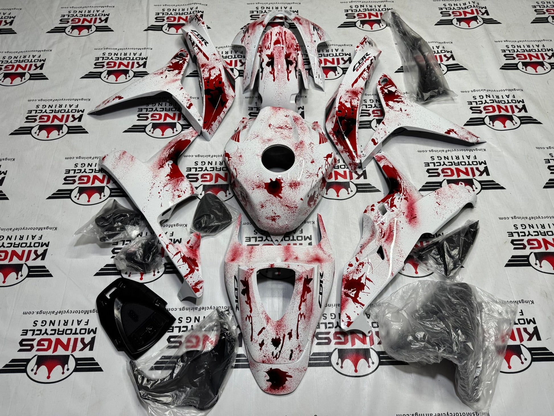 Fairings for Honda CBR600RR (2009-2012) White, Red Blood Splatter at KingsMotorcycleFairings.com