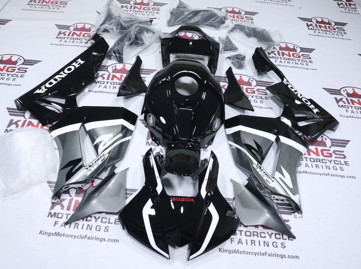 Fairings for Honda CBR600RR (2026) Black, Gray, White, Stripe from KingsMotorcycleFairings.com
