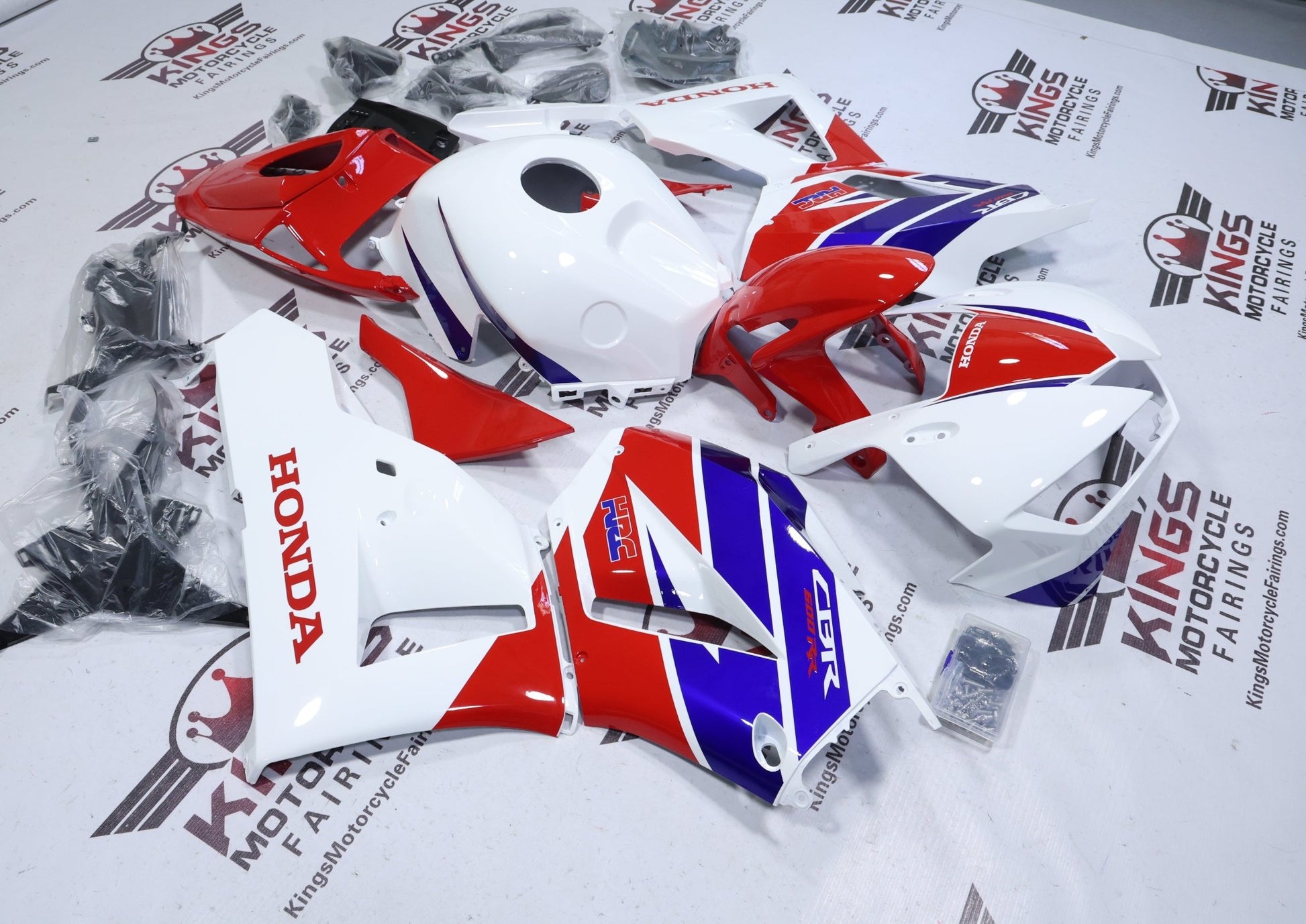 Fairings for Honda CBR600RR (2026) White, Red, Blue Wings from KingsMotorcycleFairings.com