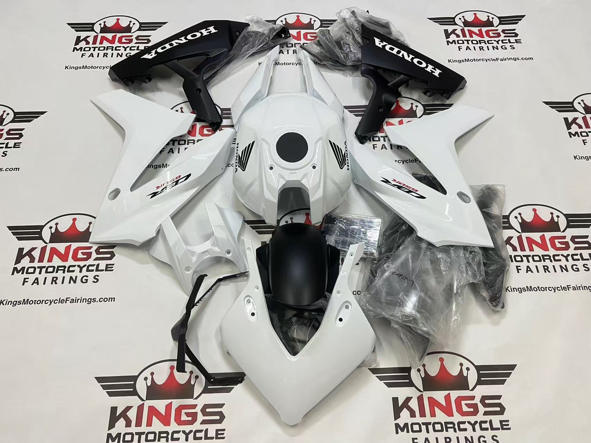 Fairings for Honda CBR650R (2024-2025) Pearl White, Matte Black at KingsMotorcycleFairings.com