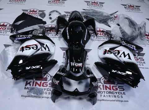 Fairings for Kawasaki Ninja 250R (2008-2013) Black, White, Mobil1 West at KingsMotorcycleFairings.com