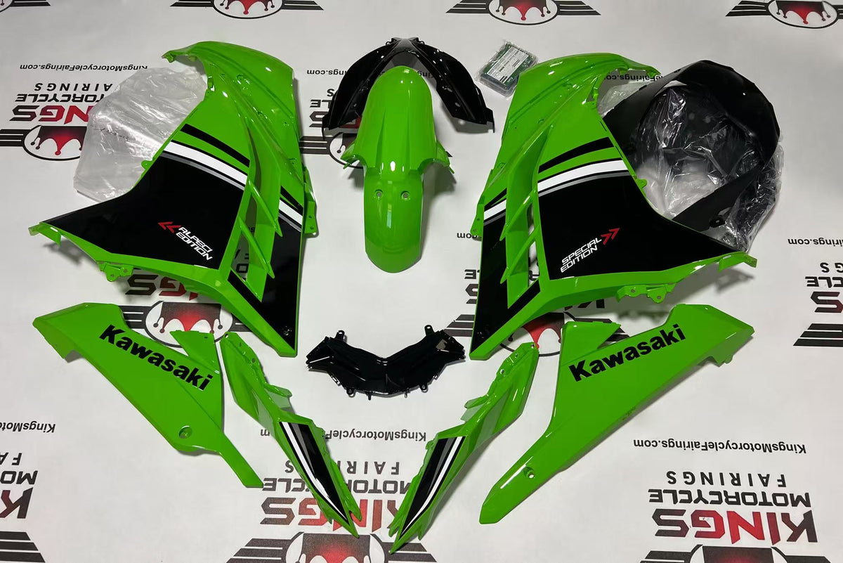 Fairings for Kawasaki Ninja 300 (2013-2024) Green, Black, White Special Edition from KingsMotorcycleFairings.com