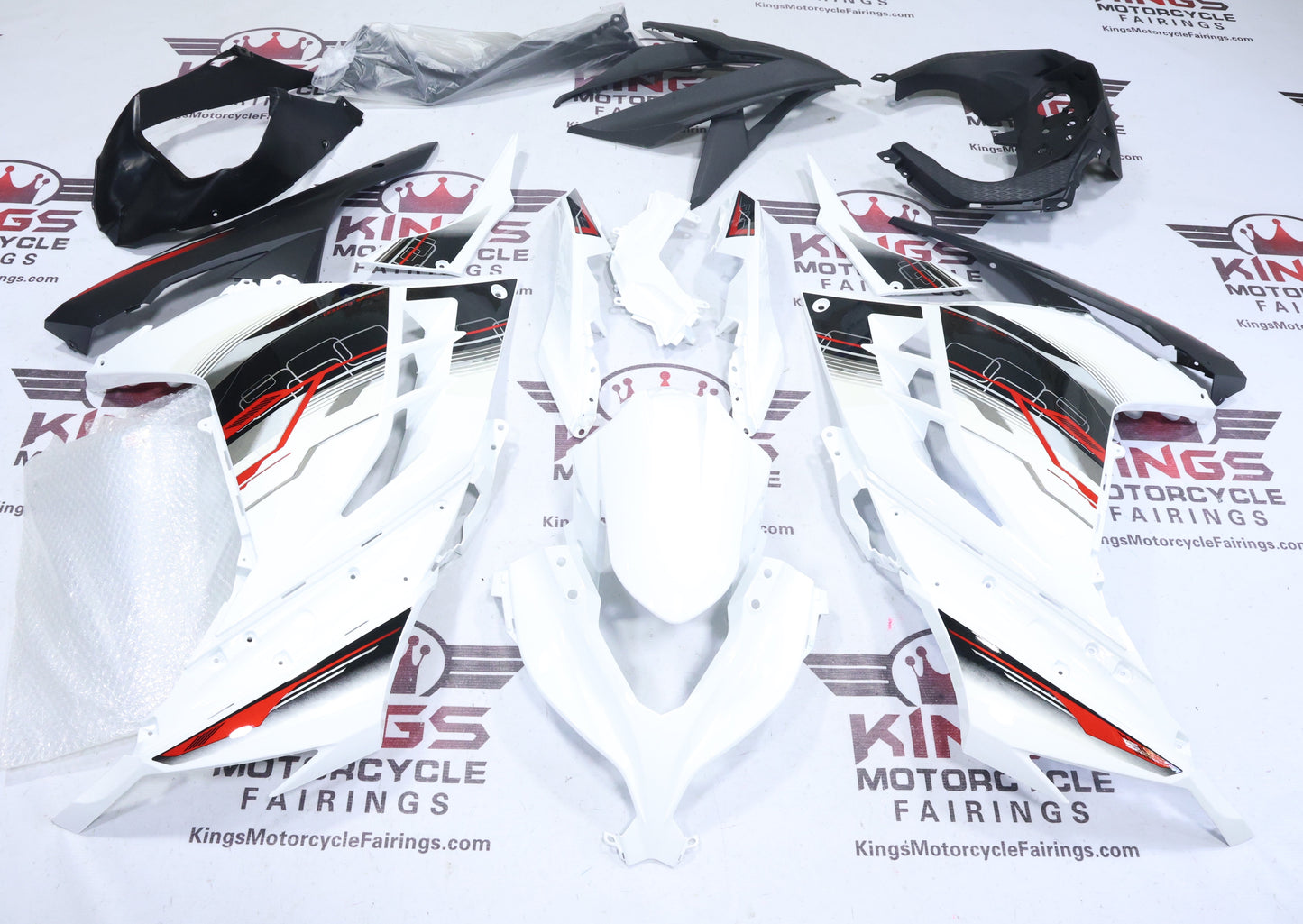 Fairings for Kawasaki Ninja 300 (2013-2024) White, Black, Red, Gray at KingsMotorcycleFairings.com