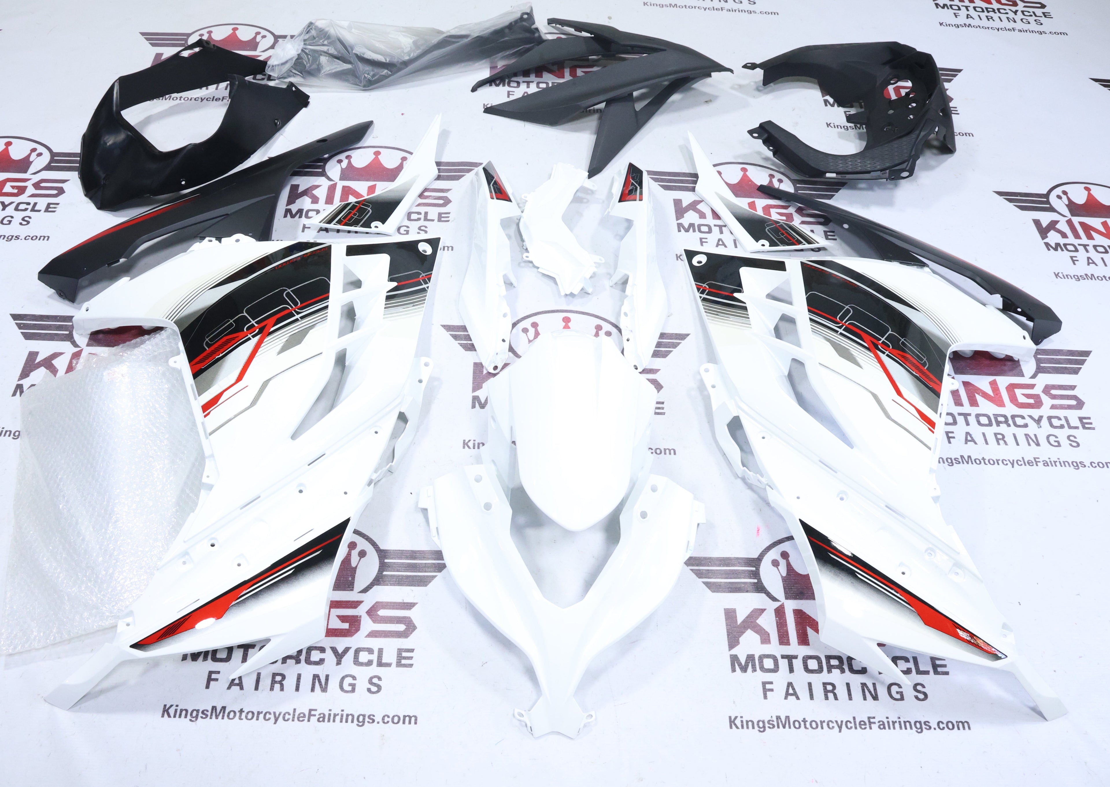 Fairings for Kawasaki Ninja 300 (2013-2024) White, Black, Red, Gray at KingsMotorcycleFairings.com