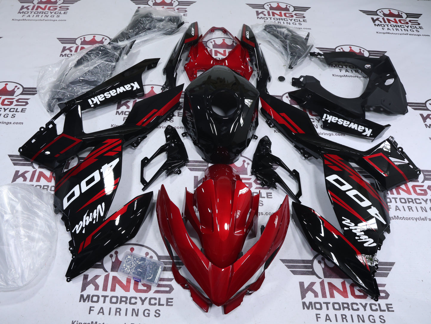 Fairings for Kawasaki Ninja 400 (2018-2023) Black, Dark Red, White from KingsMotorcycleFairings.com
