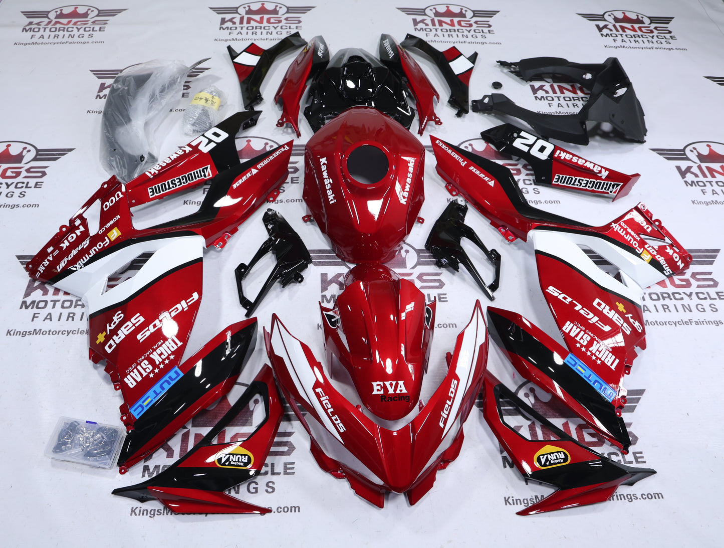 Fairings for Kawasaki Ninja 400 (2018-2023) Candy Red Eva at KingsMotorcycleFairings.com
