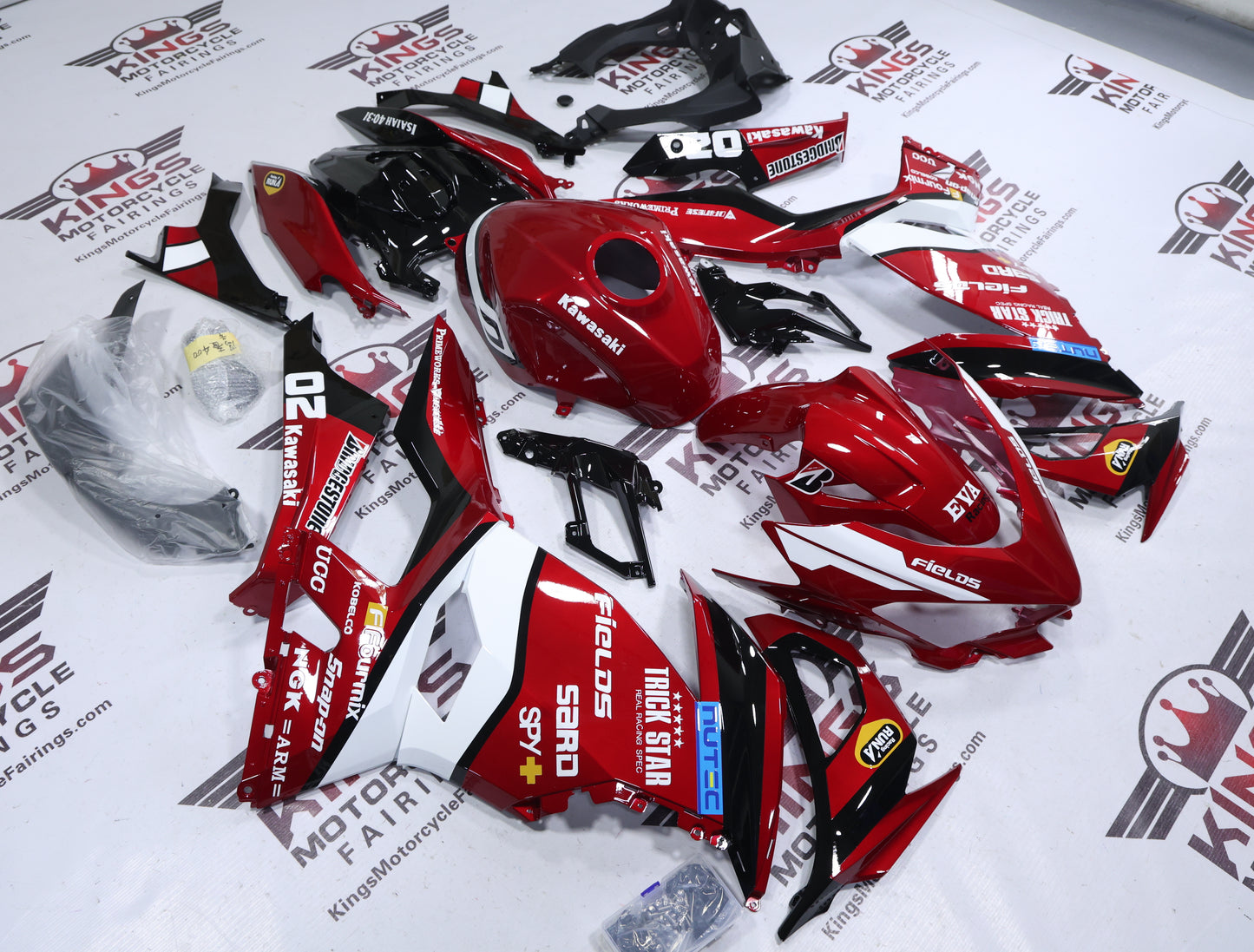 Fairings for Kawasaki Ninja 400 (2018-2023) Candy Red Eva from KingsMotorcycleFairings.com