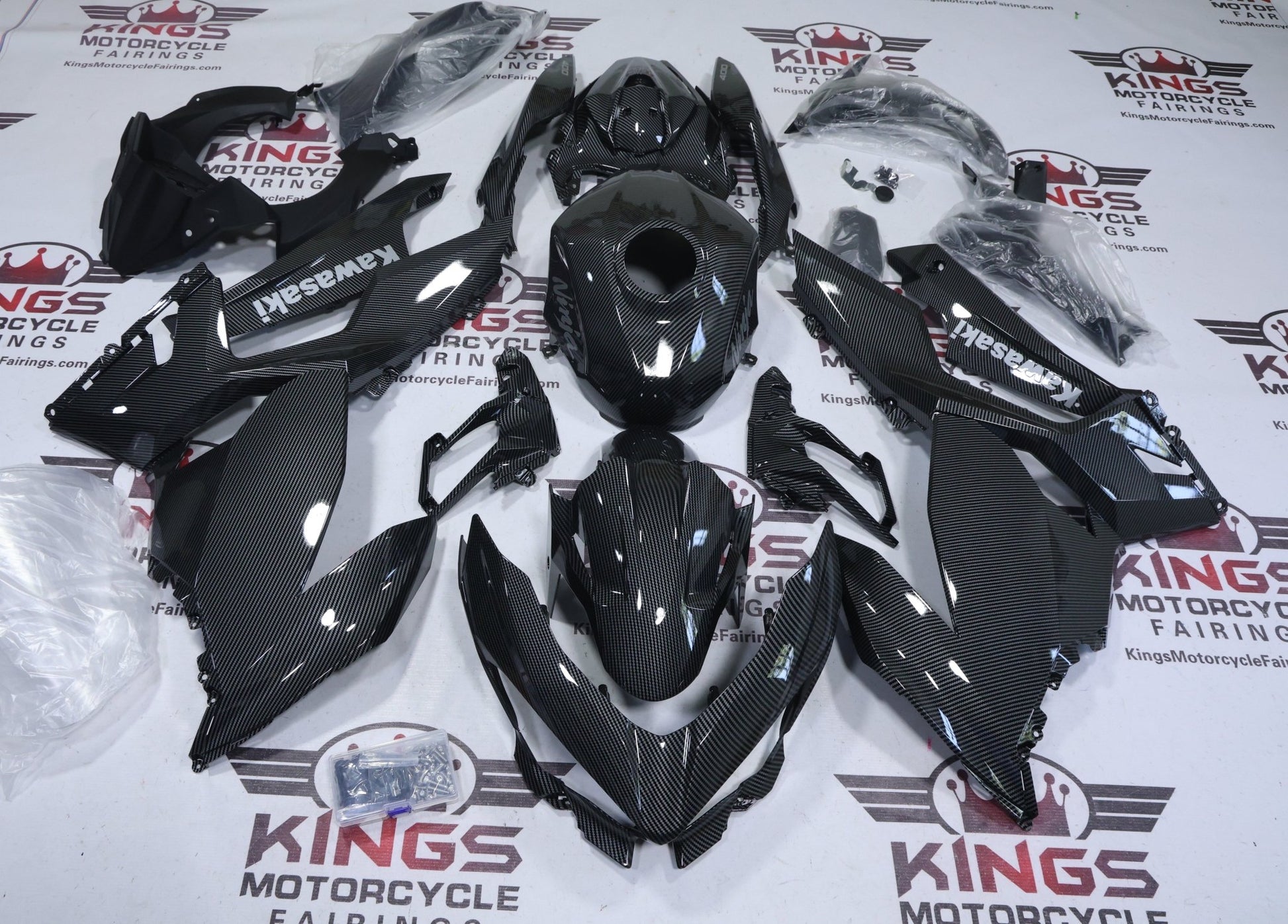 Fairings for Kawasaki Ninja 400 (2018-2023) Carbon Fiber Style from KingsMotorcycleFairings.com