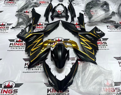 Fairings for Kawasaki Ninja 400 (2018-2023) Matte Black, Gold at KingsMotorcycleFairings.com