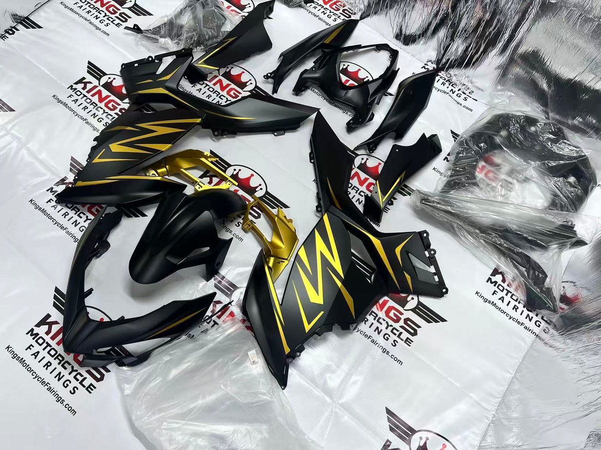 Fairings for Kawasaki Ninja 400 (2018-2023) Matte Black, Gold from KingsMotorcycleFairings.com