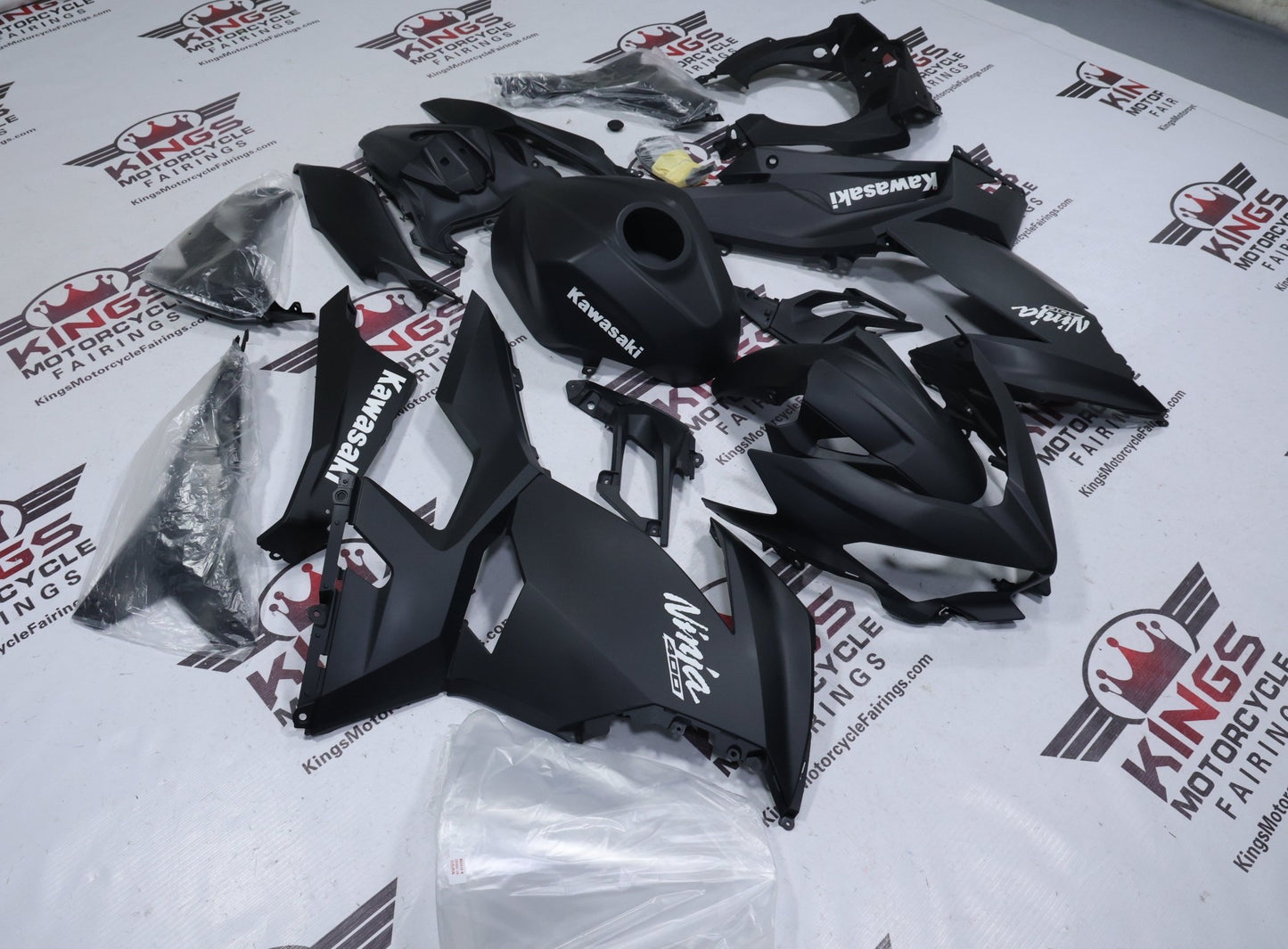 Fairings for Kawasaki Ninja 400 (2018-2023) Matte Black at KingsMotorcyceFairings.com
