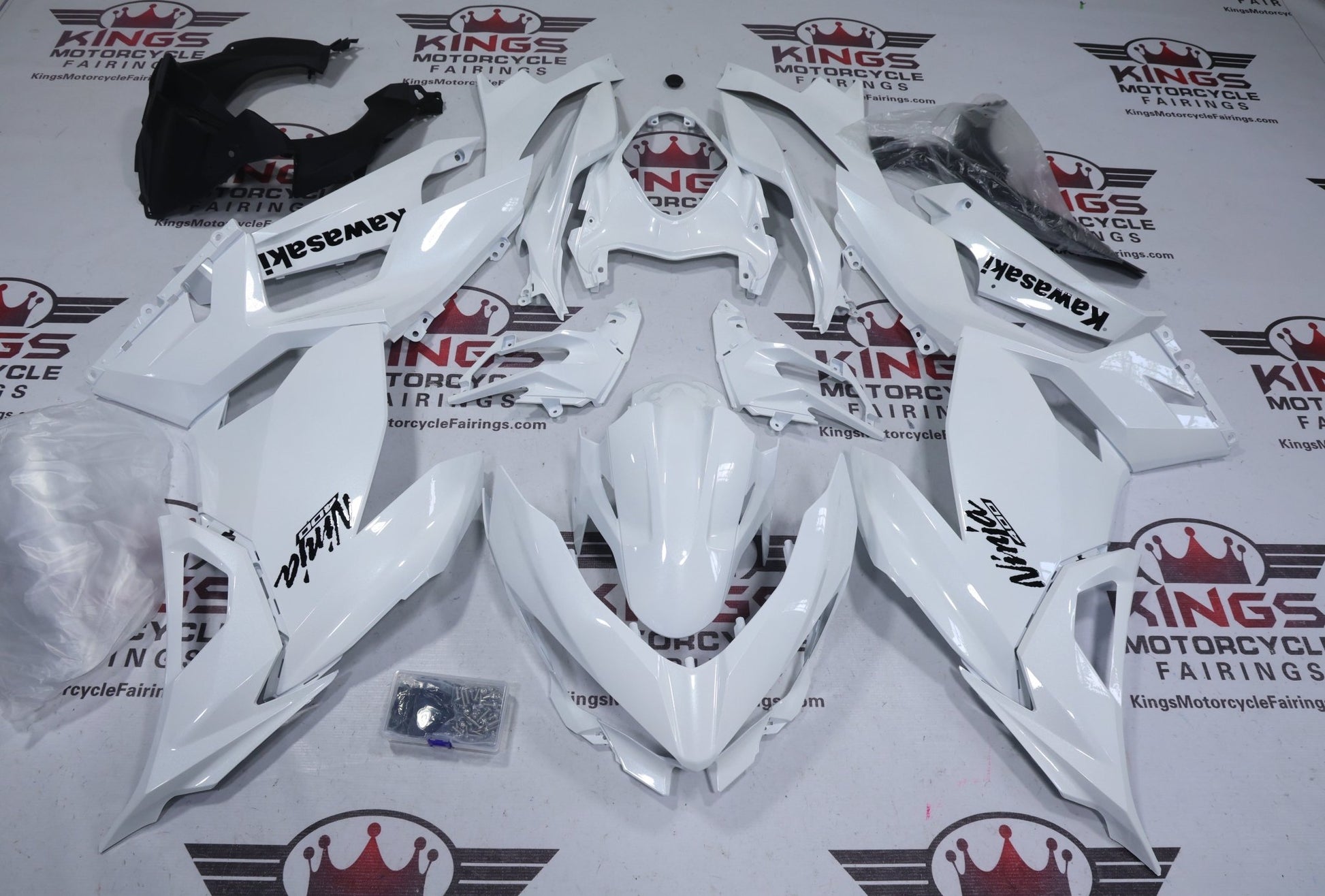 Fairings for Kawasaki Ninja 400 (2018-2023) Pearl White at KingsMotorcycleFairings.com