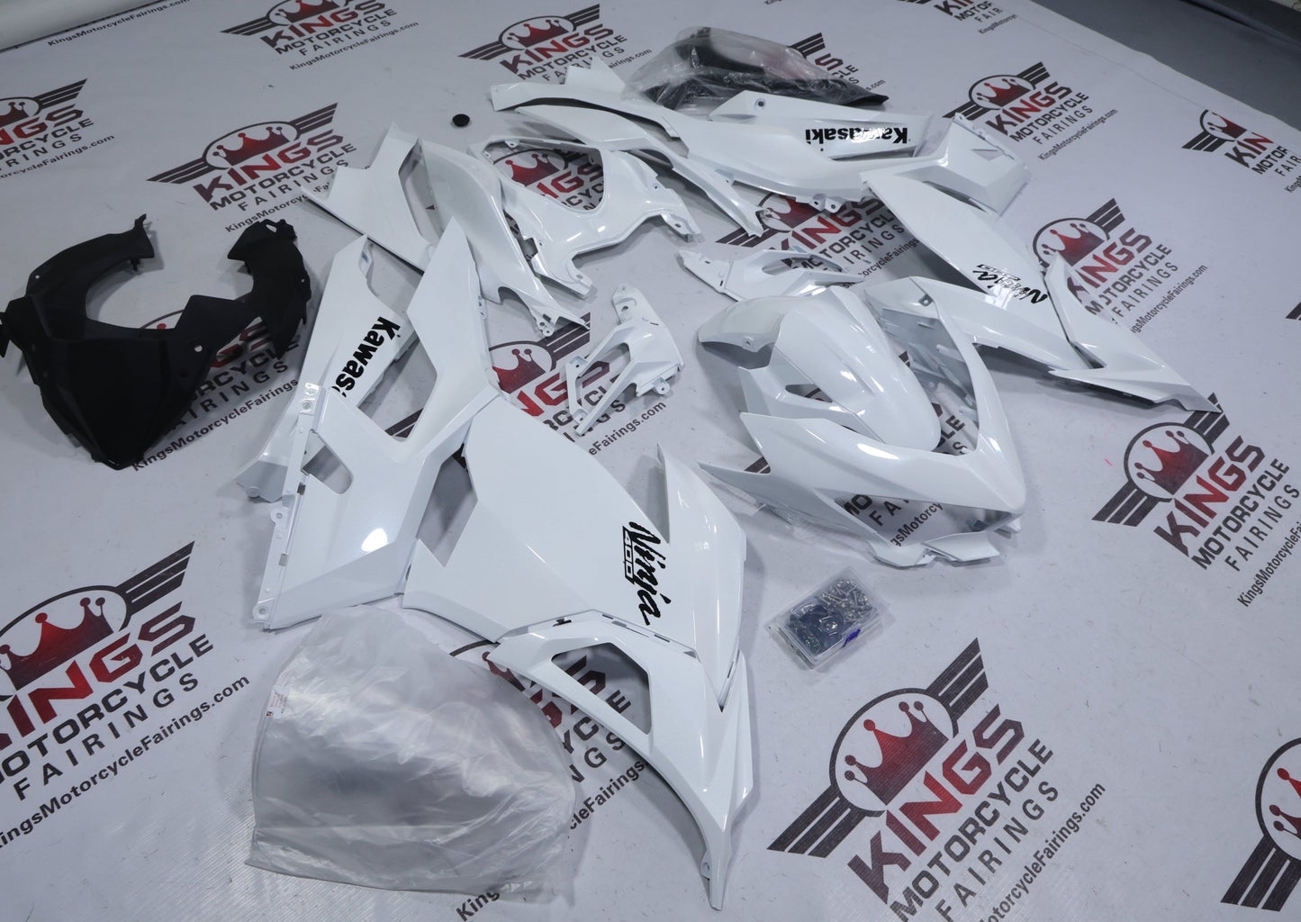 Fairings for Kawasaki Ninja 400 (2018-2023) Pearl White from KingsMotorcycleFairings.com