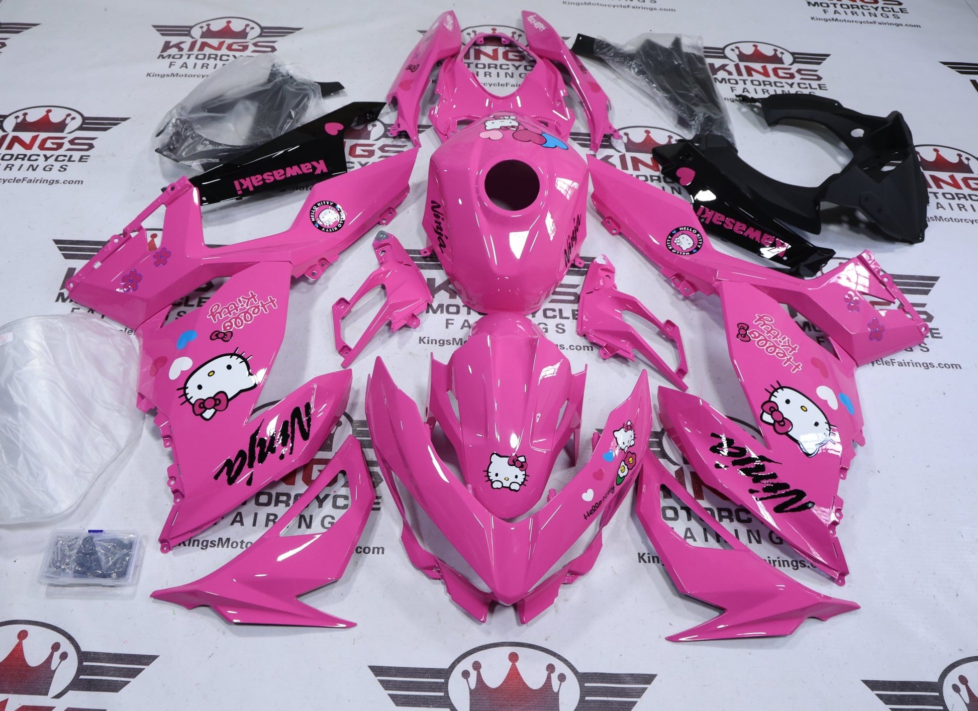 Fairings for Kawasaki Ninja 400 (2018-2023) Pink Hello Kitty at KingsMotorcycleFairings.com