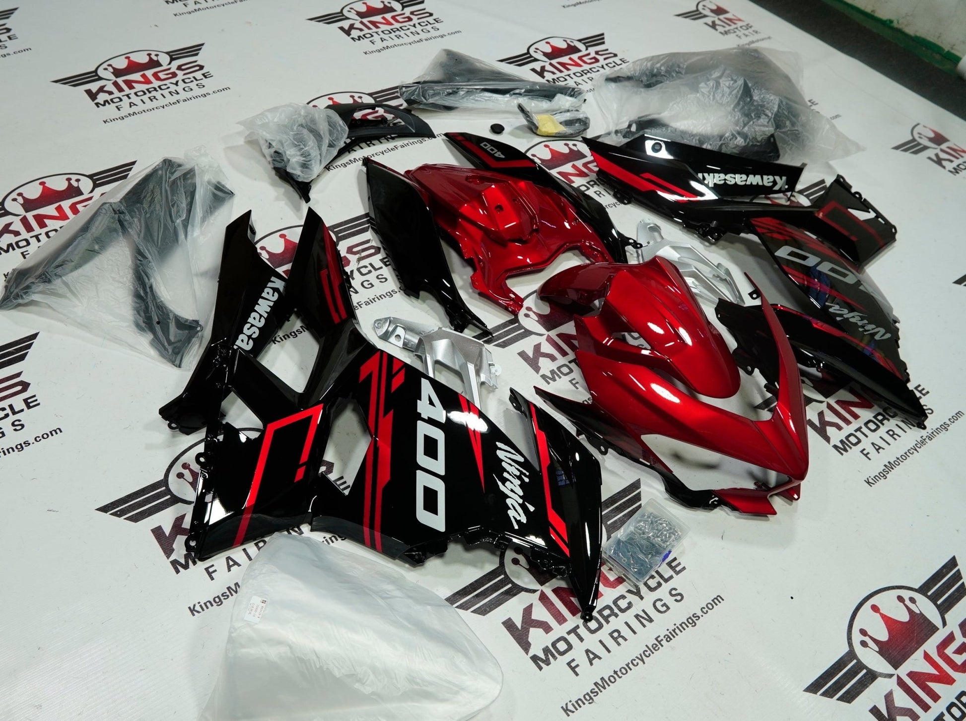 Kawasaki Ninja 400 Fairings (2018-2023) Red, Black, White, Silver at KingsMotorcycleFairings.com