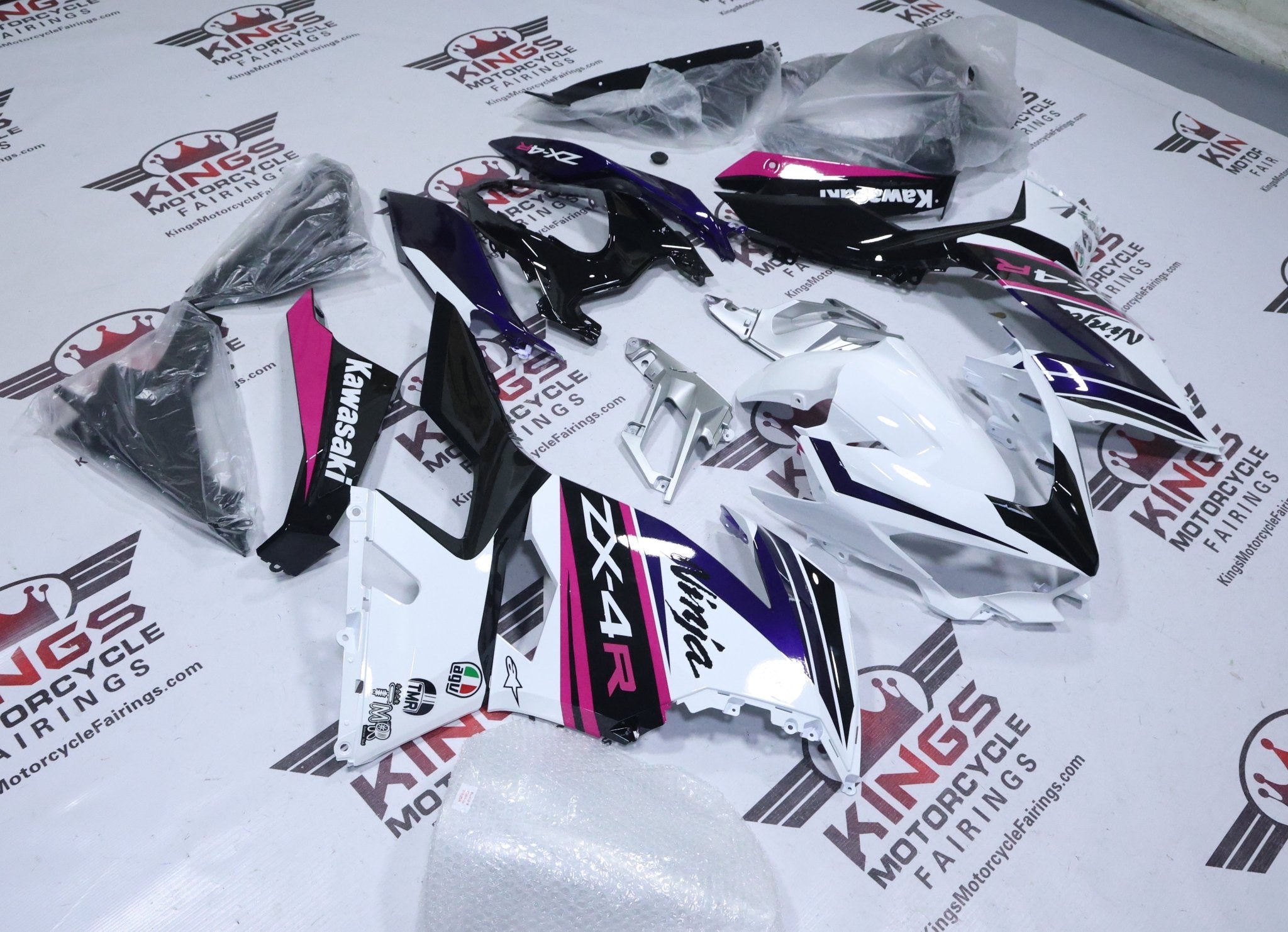 バイク カウルセット ホワイト/パープル/ピンク Fairings | Kawasaki Ninja 400 (2018-2023) White, Purple
