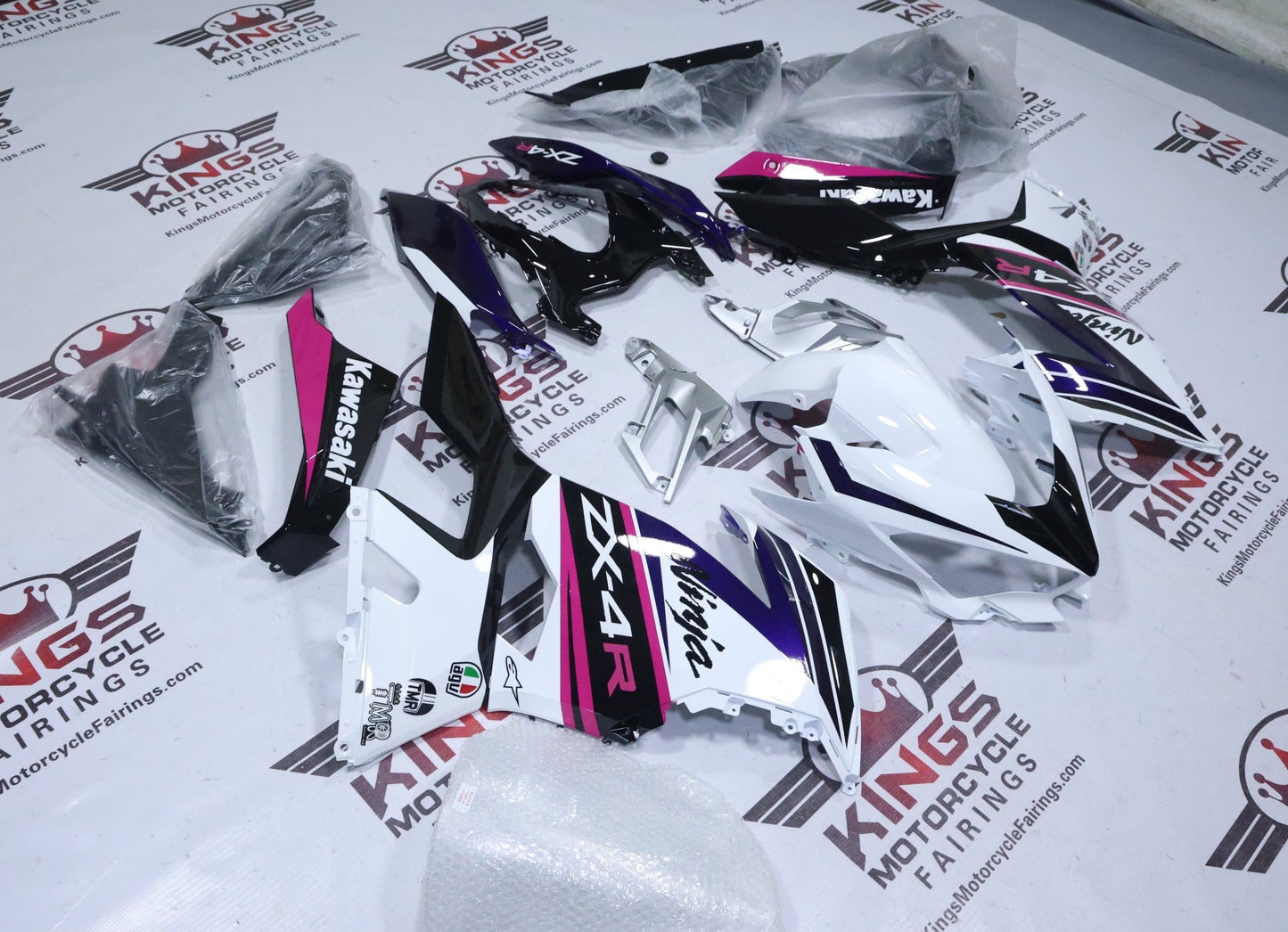 Fairings for Kawasaki Ninja 400 (2018-2023) White, Purple, Pink at KingsMotorcycleFairings.com