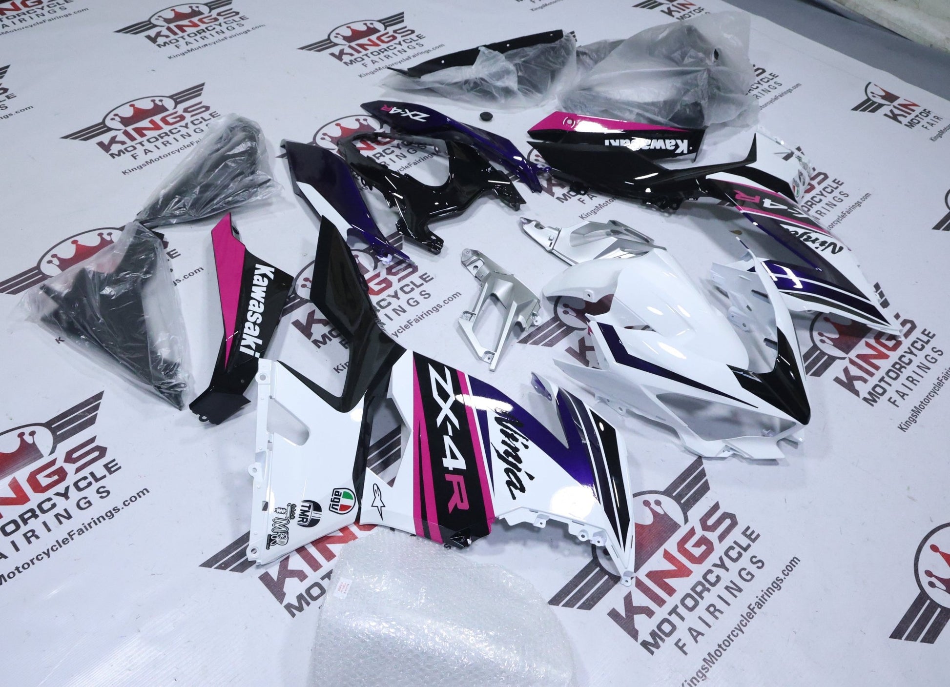 Fairings for Kawasaki Ninja 400 (2018-2023) White, Purple, Pink at KingsMotorcycleFairings.com