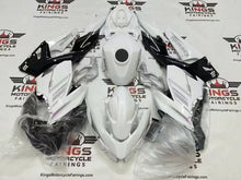 Fairings for Kawasaki Ninja 400 (2018-2023) White, Silver Stripes, Black at KingsMotorcycleFairings.com
