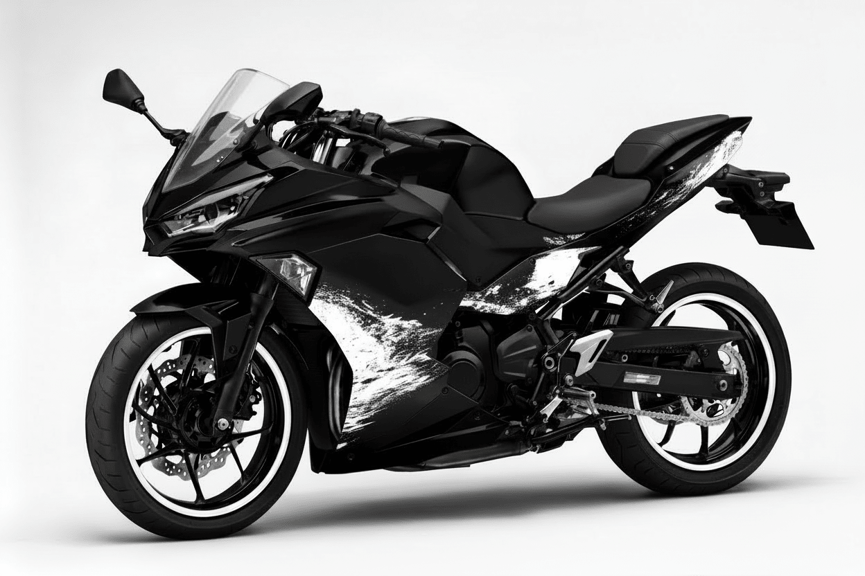 Fairings for Kawasaki Ninja 500 (2024-2025) Black, White Spray at KingsMotorcycleFairings.com