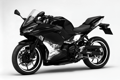 Fairings for Kawasaki Ninja 500 (2024-2025) Black, White Spray at KingsMotorcycleFairings.com