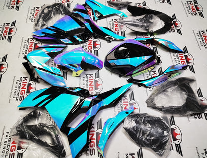 Fairings for Kawasaki Ninja 500 (2024-2025) Blue, Pink Chrome Chameleon at KingsMotorcycleFairings.com