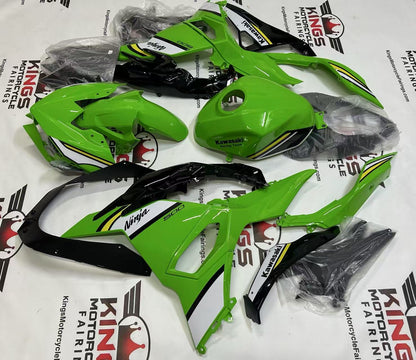 Fairings for Kawasaki Ninja 500 (2024-2025) Green, White, Yellow, Black from KingsMotorcycleFairings.com