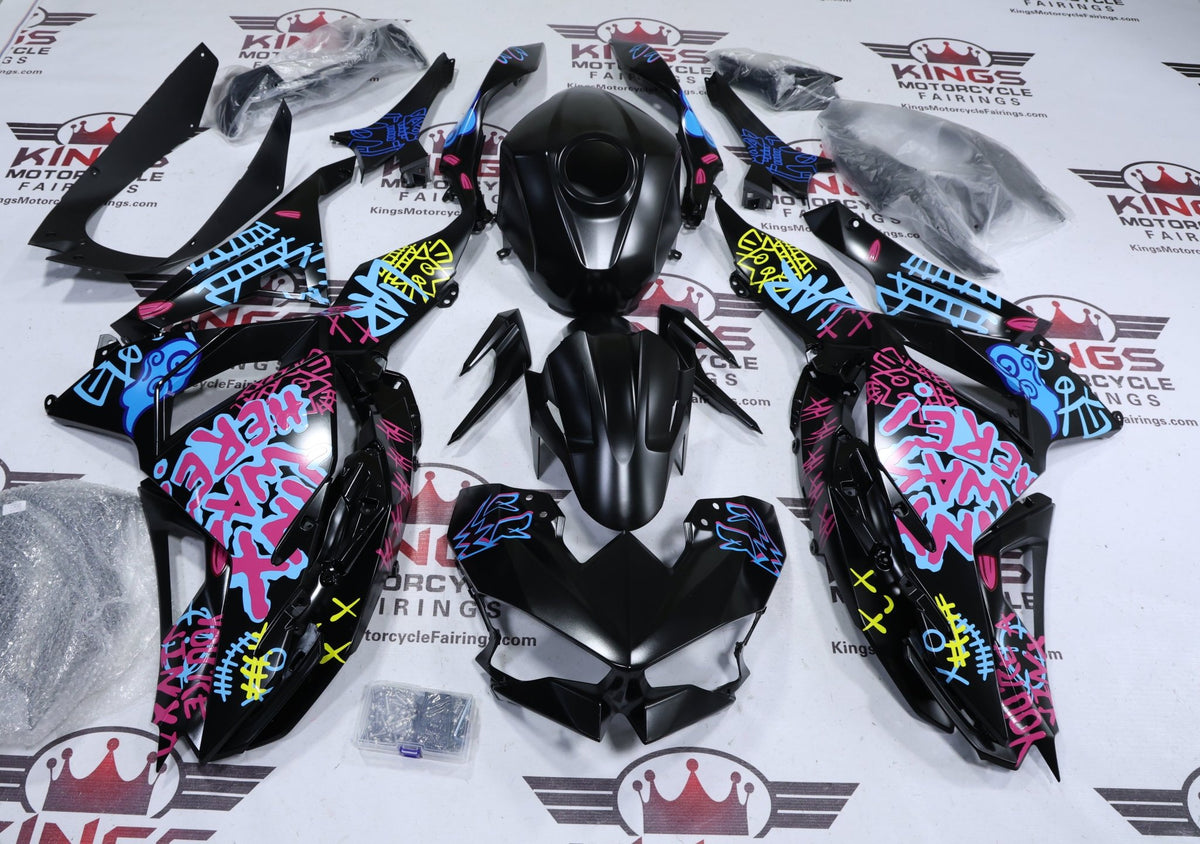 Fairings for Kawasaki Ninja 500 (2024-2025) Matte Black Jinx Cartoon at KingsMotorcycleFairings.com