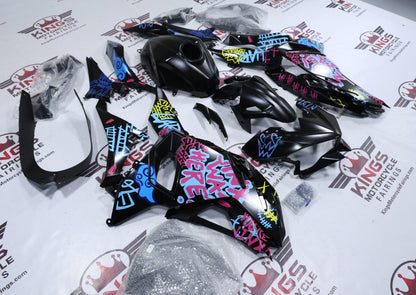 Fairings for Kawasaki Ninja 500 (2024-2025) Matte Black Jinx Cartoon from KingsMotorcycleFairings.com