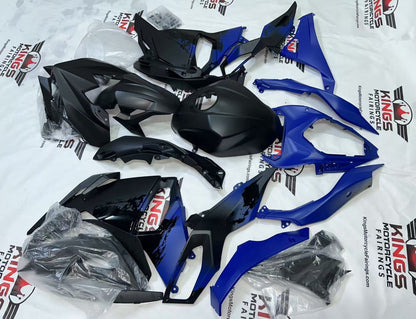Fairings for Kawasaki Ninja 500 (2024-2025) Matte Black, Blue Splash at KingsMotorcycleFairings.com
