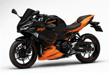 Fairings for Kawasaki Ninja 500 (2024-2025) Matte Black, Matte Orange Splash at KingsMotorcycleFairings.com