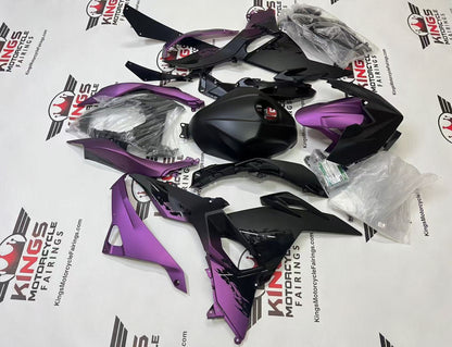 Fairings for Kawasaki Ninja 500 (2024-2025) Matte Black, Matte Purple Spray from KingsMotorcycleFairings.com