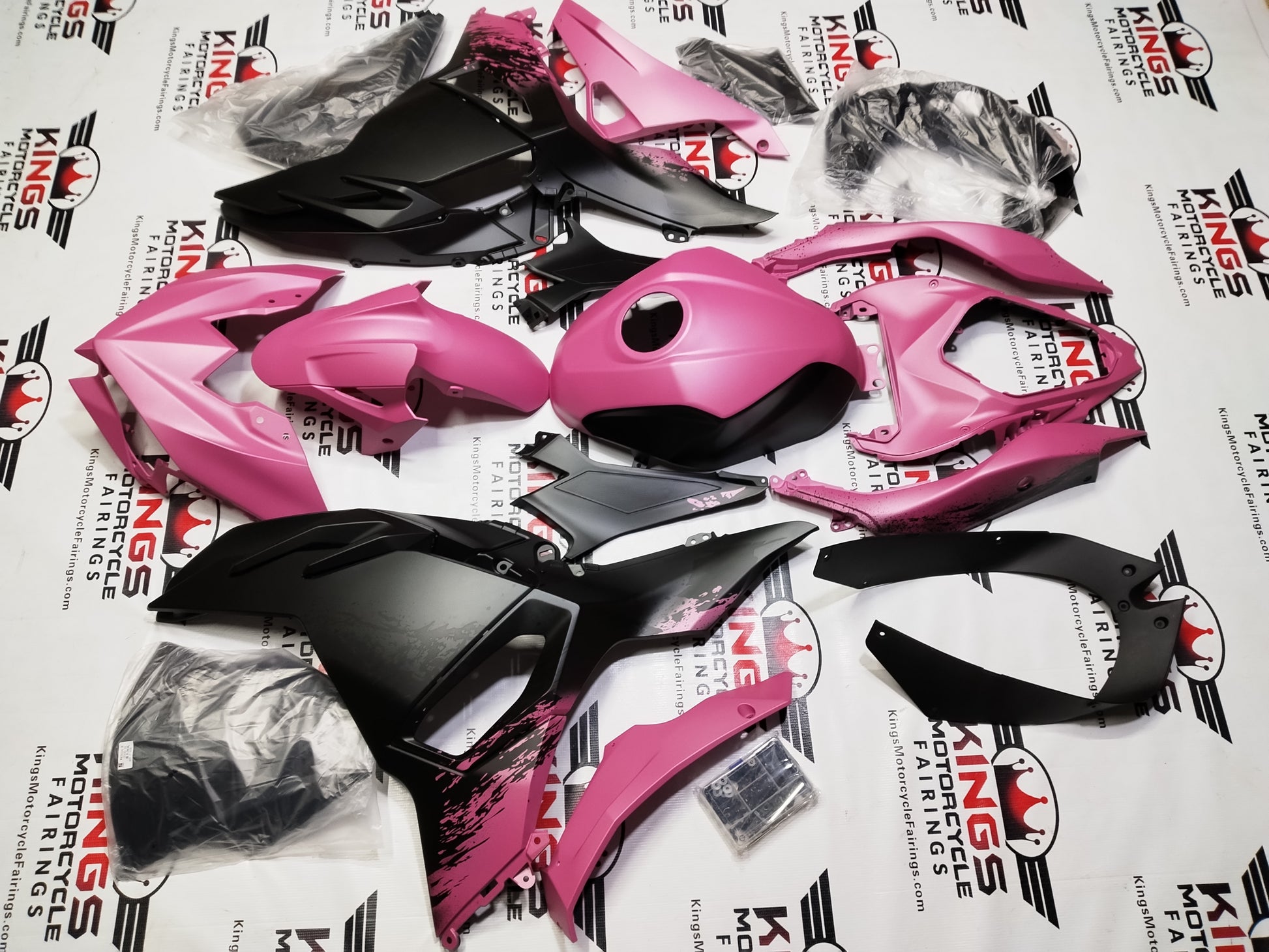 Fairings for Kawasaki Ninja 500 (2024-2025) Matte Black, Pink Splash at KingsMotorcycleFairings.com
