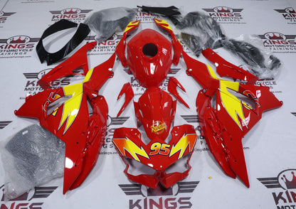 Fairings for Kawasaki Ninja 500 (2024-2025) Red, Yellow, Rusteze 95 from KingsMotorcycleFairings.com