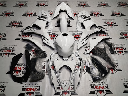Fairings for Kawasaki Ninja 500 (2024-2025) White, Black Brush Strokes from KingsMotorcycleFairings.com