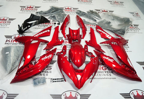 Fairings for Kawasaki Ninja 650 (2017-2019) Candy Apple Red, White at KingsMotorcycleFairings.com