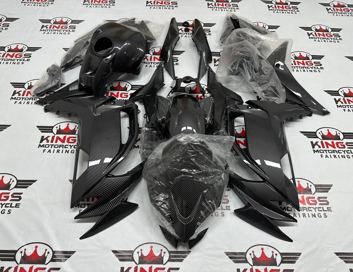 Fairings for Kawasaki Ninja 650 (2020-2025) All Faux Carbon Fiber at KingsMotorcycleFairings.com