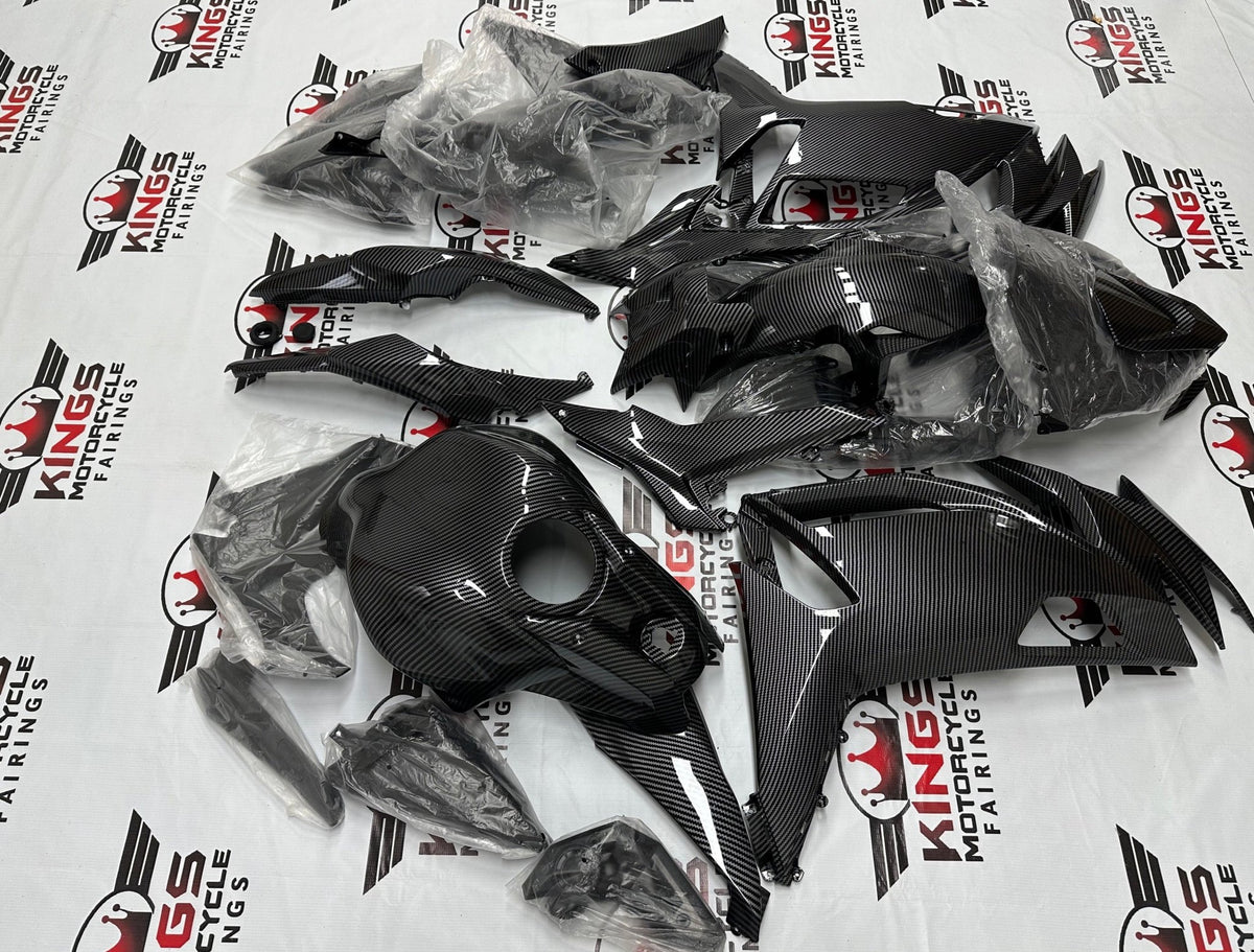 Fairings for Kawasaki Ninja 650 (2020-2025) All Faux Carbon Fiber from KingsMotorcycleFairings.com