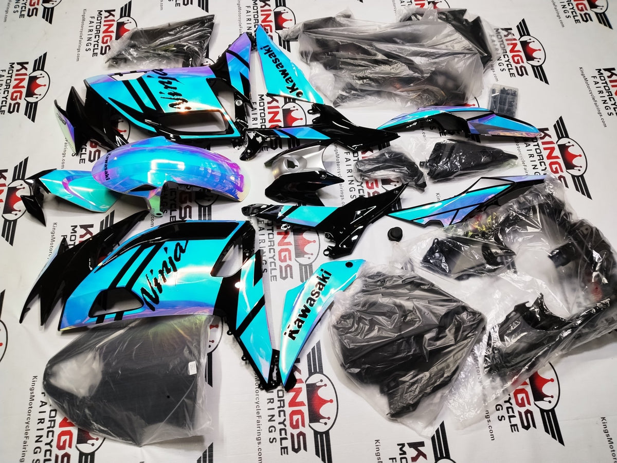 Fairings for Kawasaki Ninja 650 (2020-2025) Blue, Pink, Chrome Chameleon at KingsMotorcycleFairings.com
