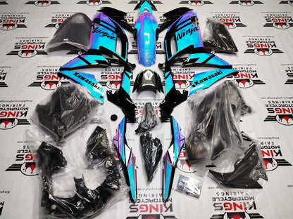 Fairings for Kawasaki Ninja 650 (2020-2025) Blue, Pink, Chrome Chameleon from KingsMotorcycleFairings.com