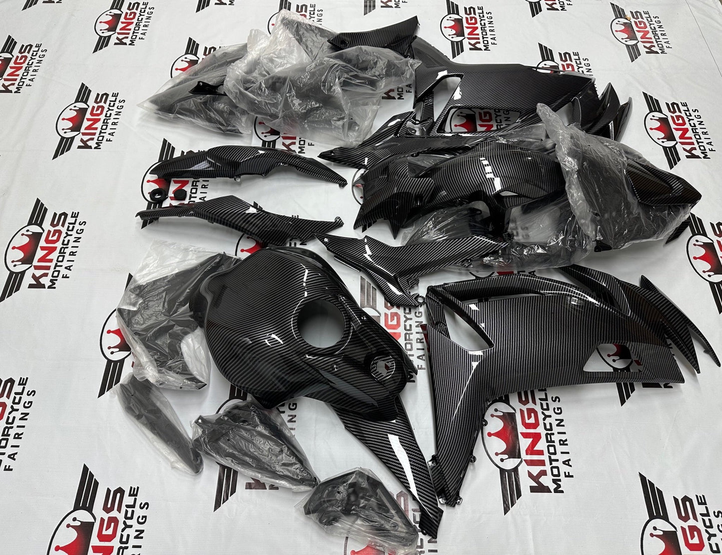 Fairings for Kawasaki Ninja 650 (2020-2025) Faux Carbon Fiber from KingsMotorcycleFairings.com