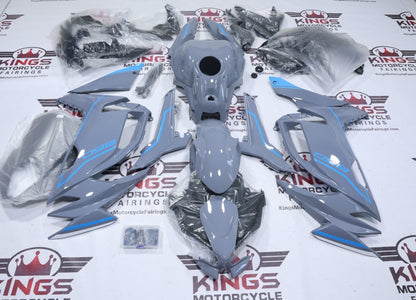 Fairings for Kawasaki Ninja 650 (2020-2025) Gloss Gray, Blue at KingsMotorcycleFairings.com