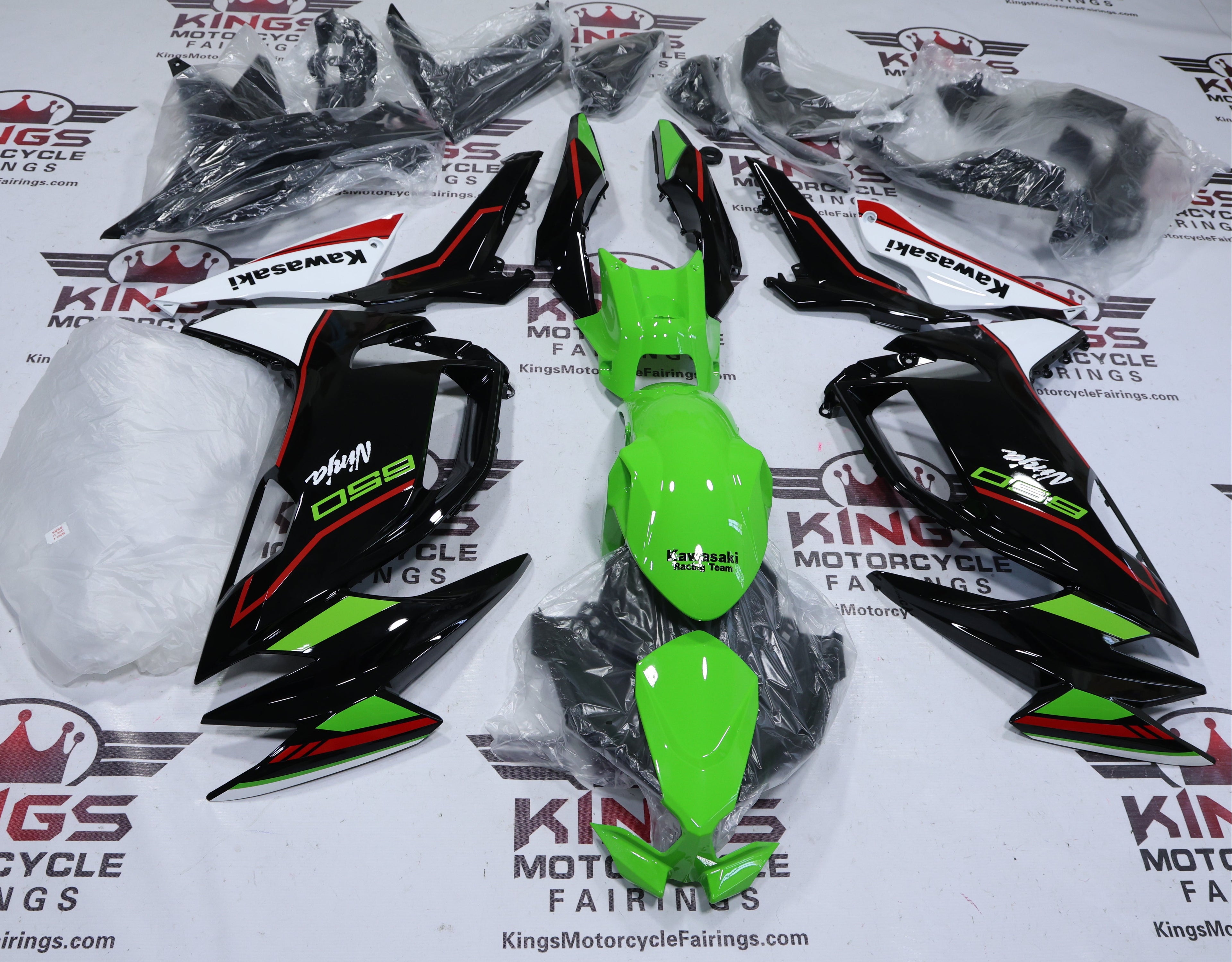 Fairings for Kawasaki Ninja 650 (2020-2025) Green, Black, Red, White KRT at KingsMotorcycleFairings.com