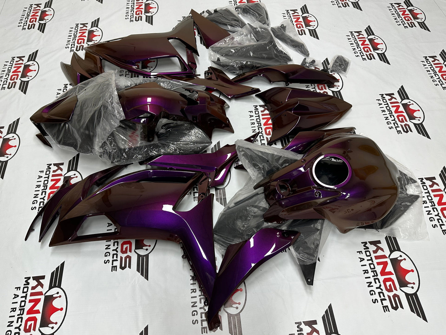 Kawasaki Ninja 650 Fairings (2020-2025) Purple, Orange Chameleon at KingsMotorcycleFairings.com