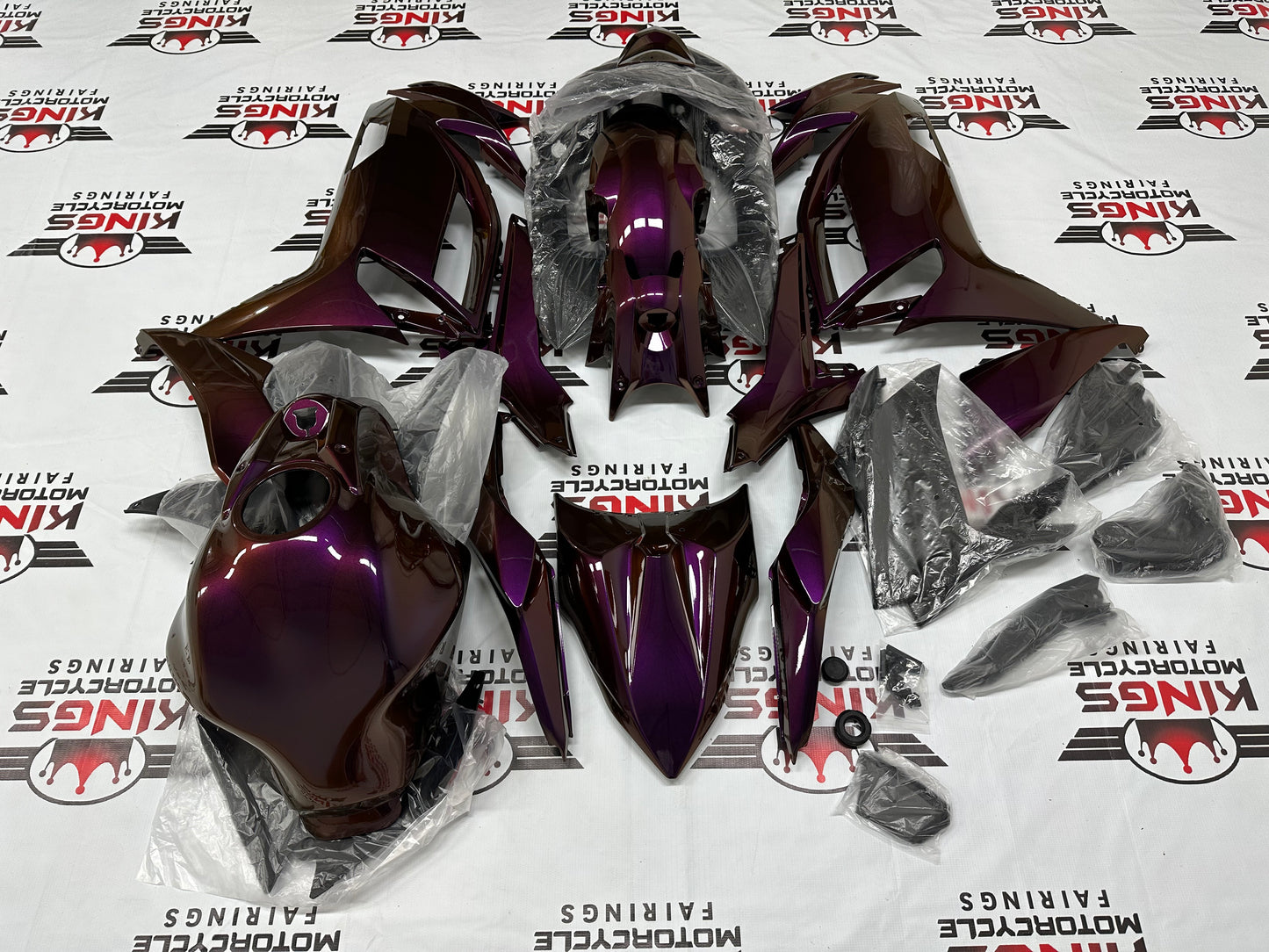 Kawasaki Ninja 650 Fairings (2020-2025) Purple, Orange Chameleon from KingsMotorcycleFairings.com